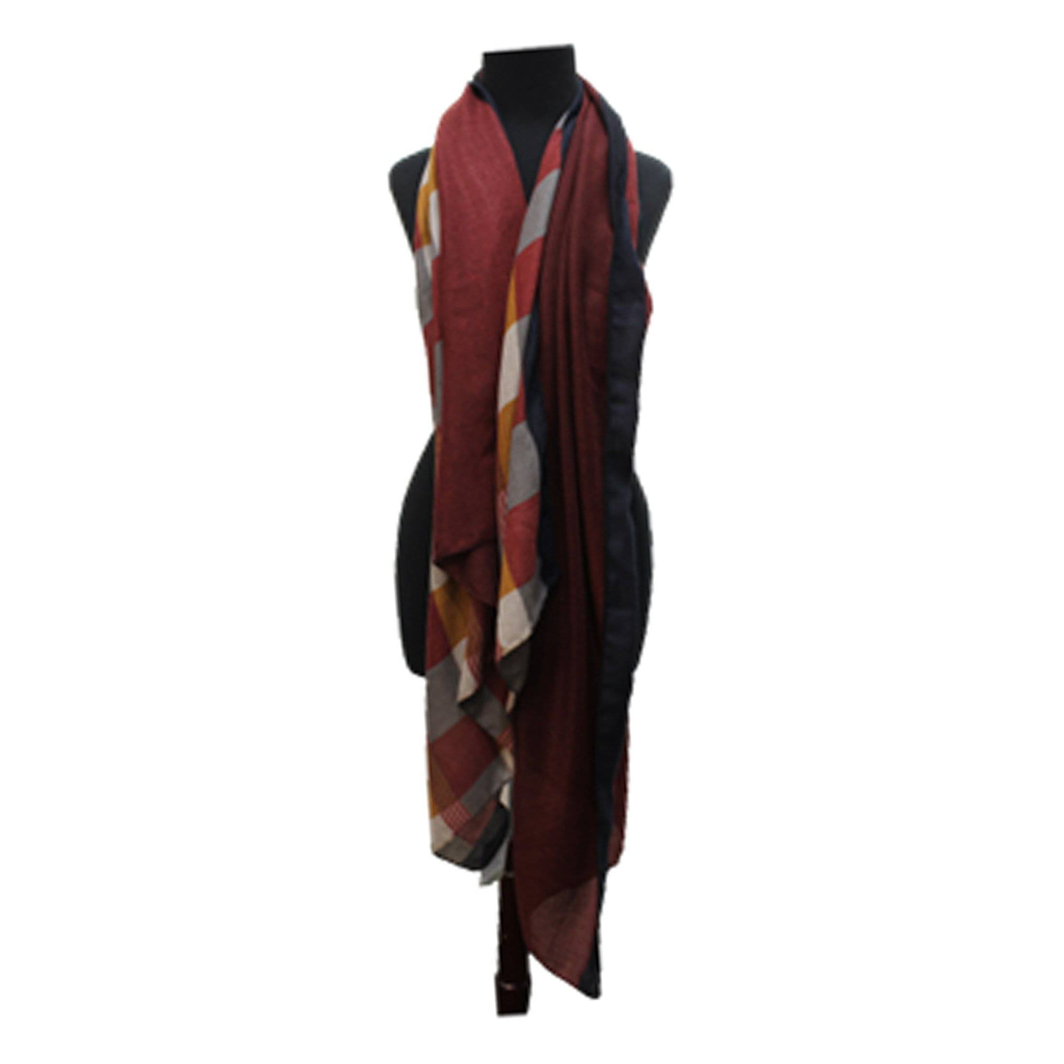 La Fiorentina Checkered Print Lightweight Wrap Scarf 100% Polyester - Red - Scarf - La Fiorentina WX02