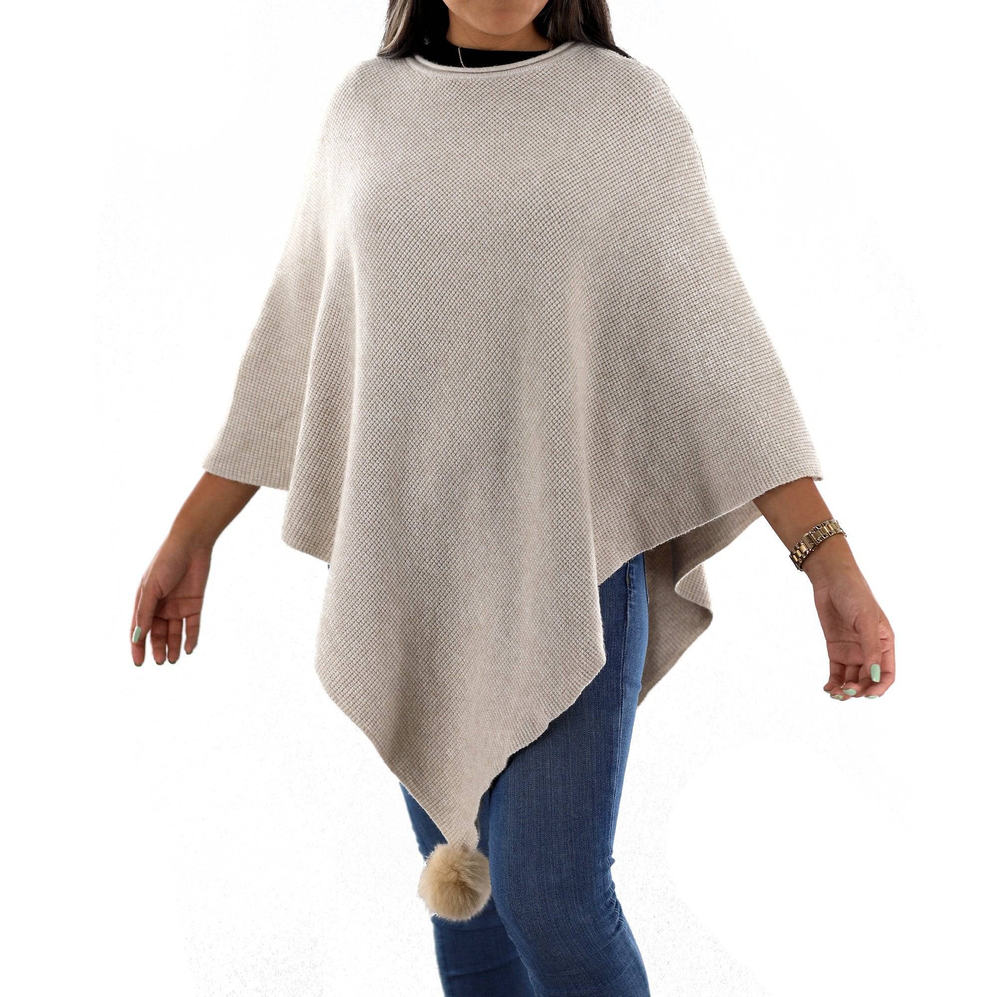 La Fiorentina | Corner-Pom Poncho - Ivory - Poncho - La Fiorentina L2578_Ivory