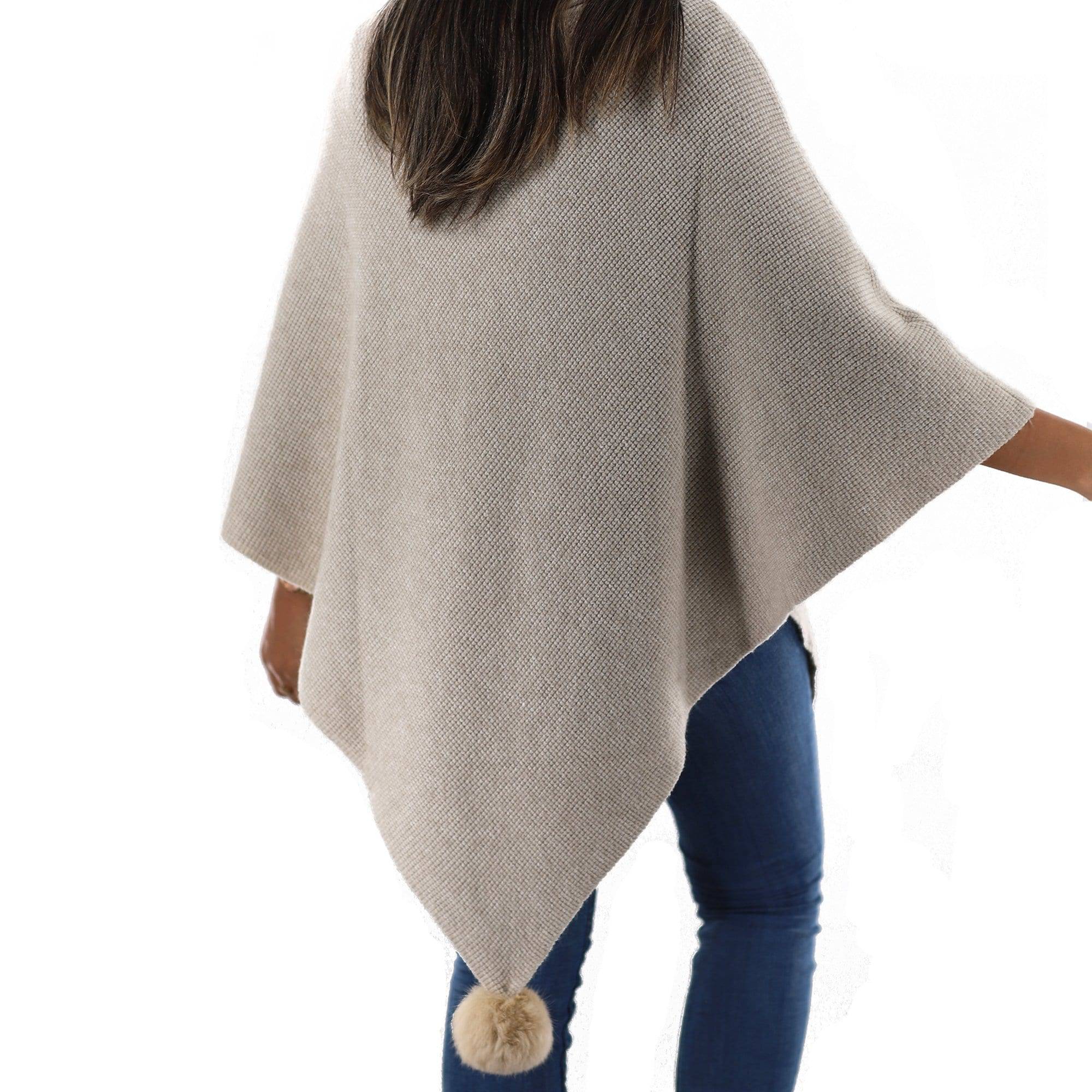 La Fiorentina | Corner-Pom Poncho - Ivory - Poncho - La Fiorentina L2578_Ivory