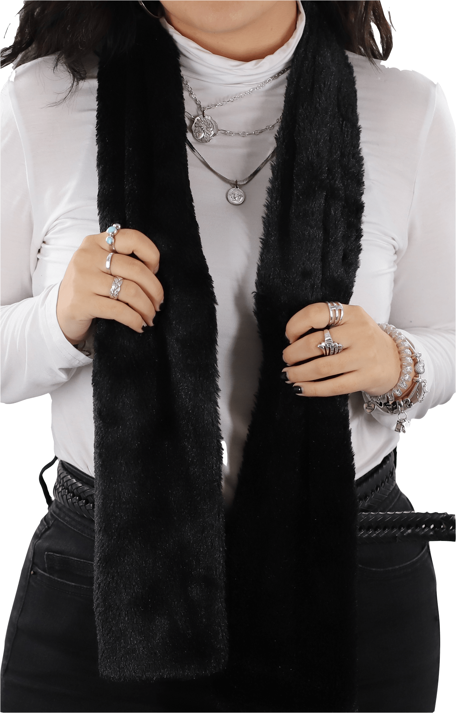 La Fiorentina | Cozy Faux Fur Muffler -  - La Fiorentina, Black 019-2404_RED