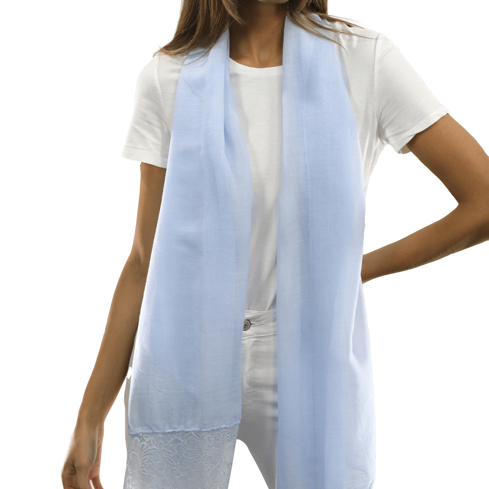 La Fiorentina Embroidery Laced Trim Scarf - Light Blue - Scarf - La Fiorentina HH06-lightblue