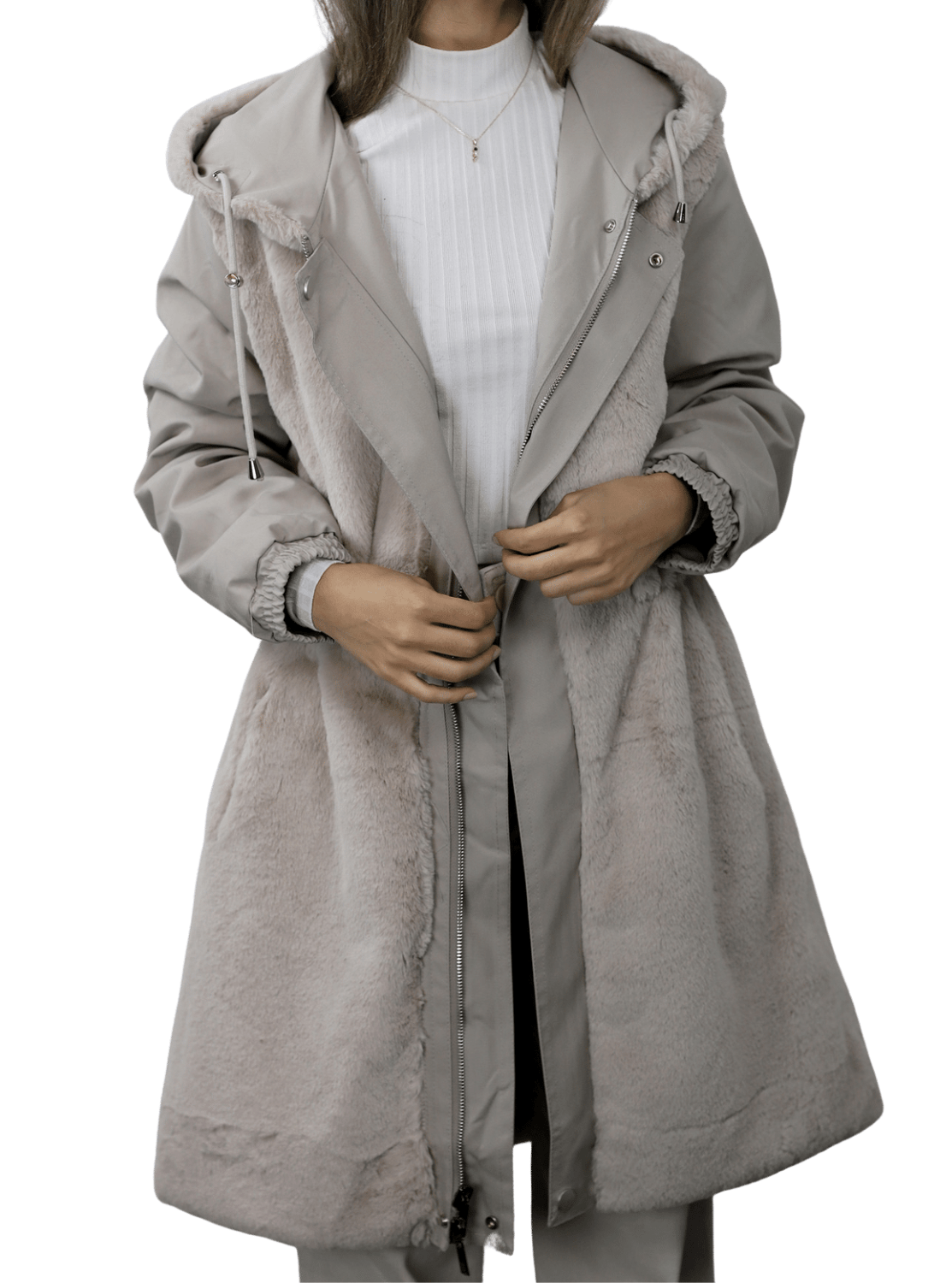 La Fiorentina Faux Fur Reversible Parka - Camel - Coat - La Fiorentina Faux2243_XL