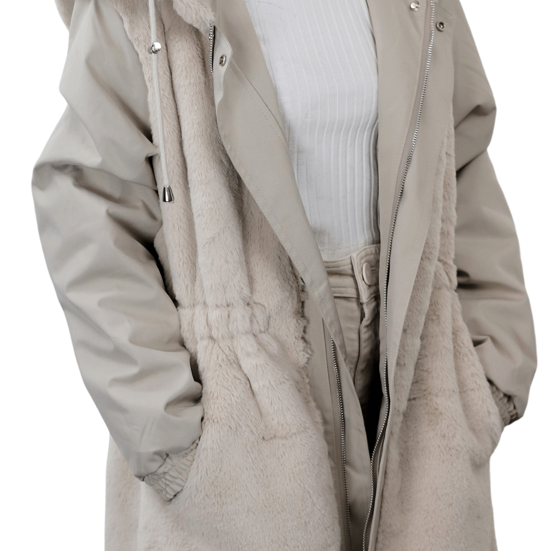 La Fiorentina Faux Fur Reversible Parka - Camel - Coat - La Fiorentina Faux2243_XL