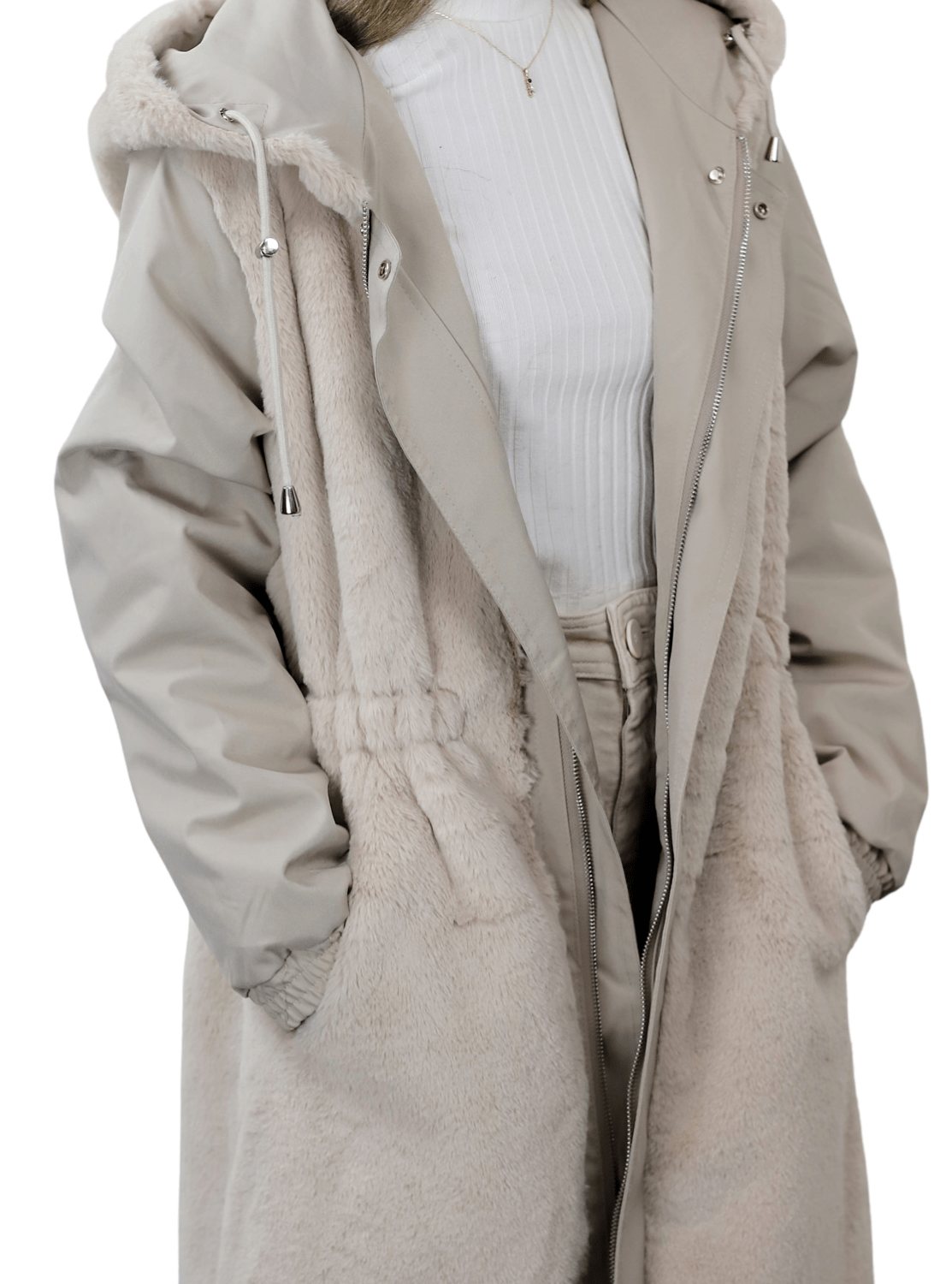 La Fiorentina Faux Fur Reversible Parka - Camel - Coat - La Fiorentina Faux2243_XL