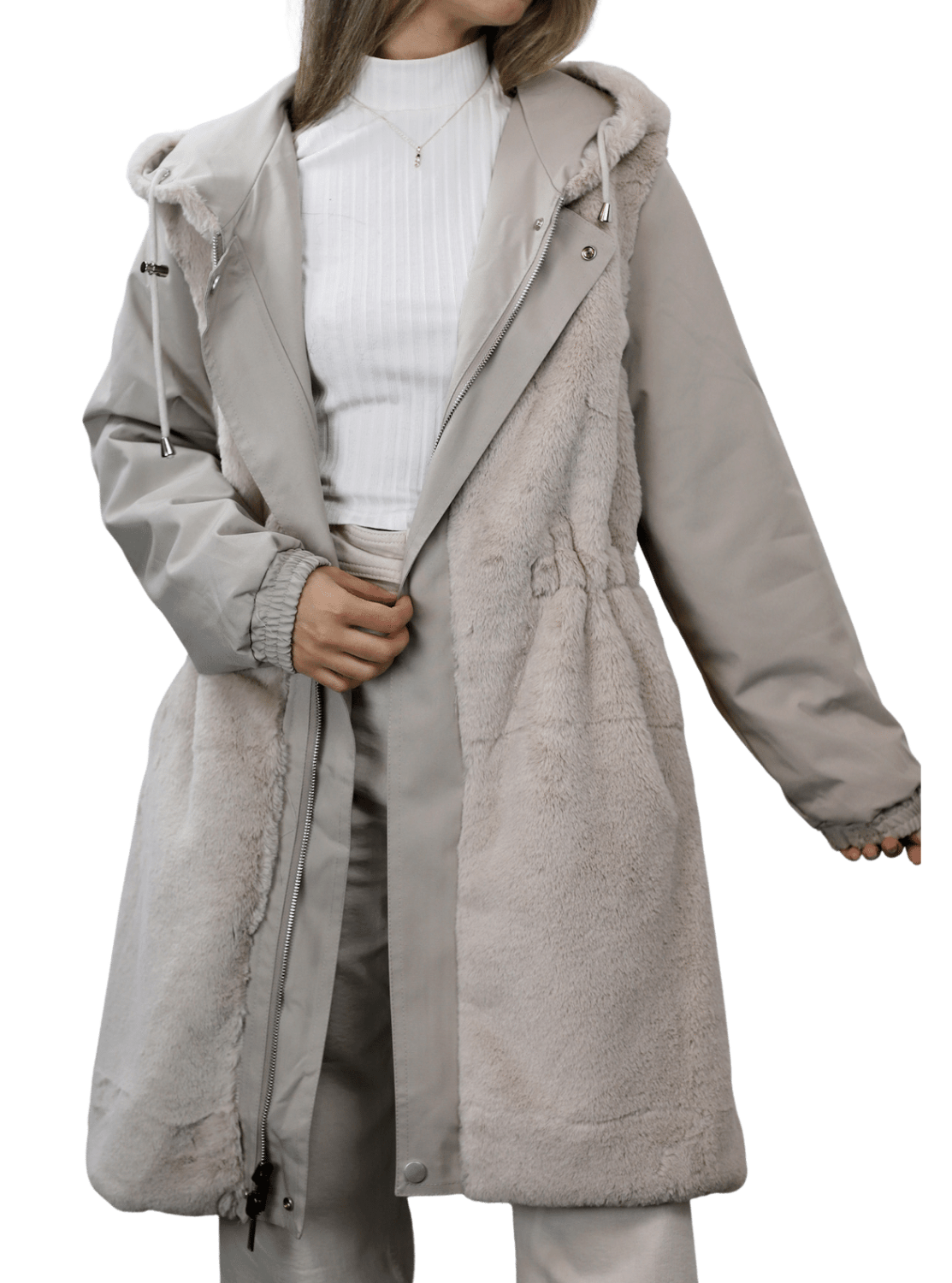 La Fiorentina Faux Fur Reversible Parka - Camel - Coat - La Fiorentina Faux2243_XL