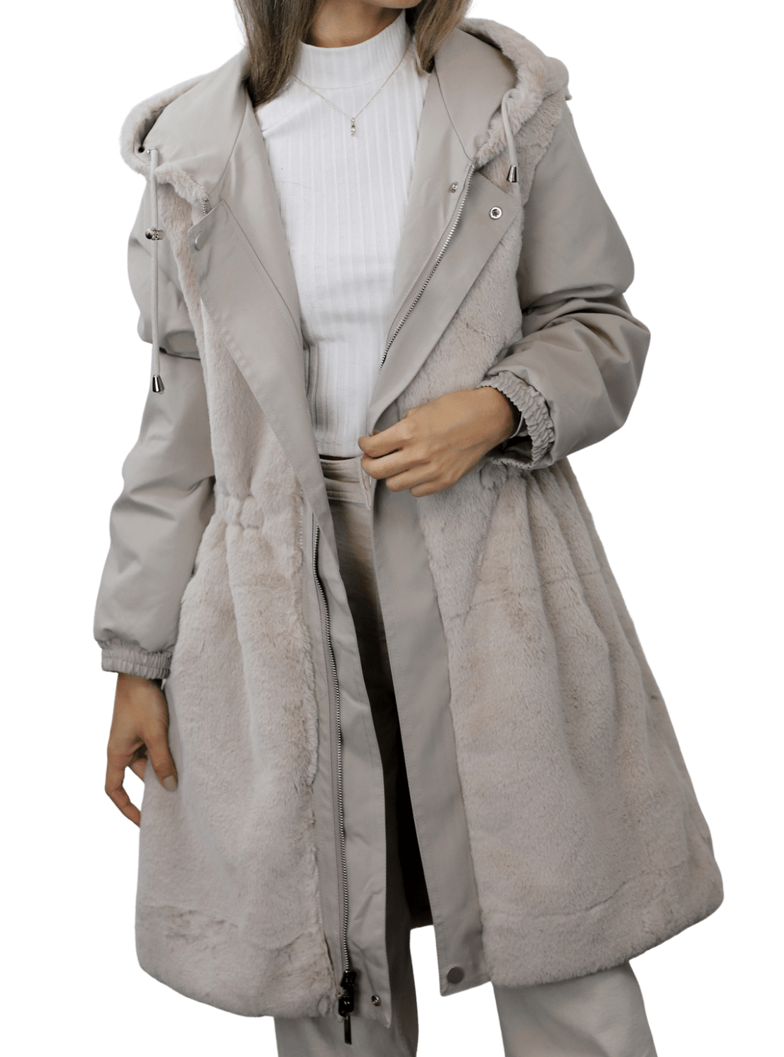 La Fiorentina Faux Fur Reversible Parka - Camel - Coat - La Fiorentina Faux2243_small