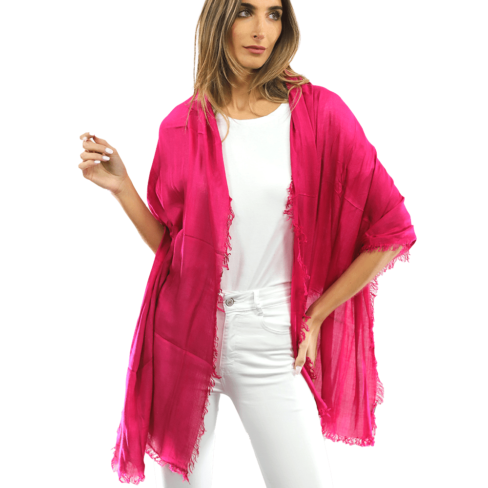 La Fiorentina Fringe Pashmina/Shawl 100% Viscose - Fuchsia - Scarf - La Fiorentina 18699/MA-FUCHSIA