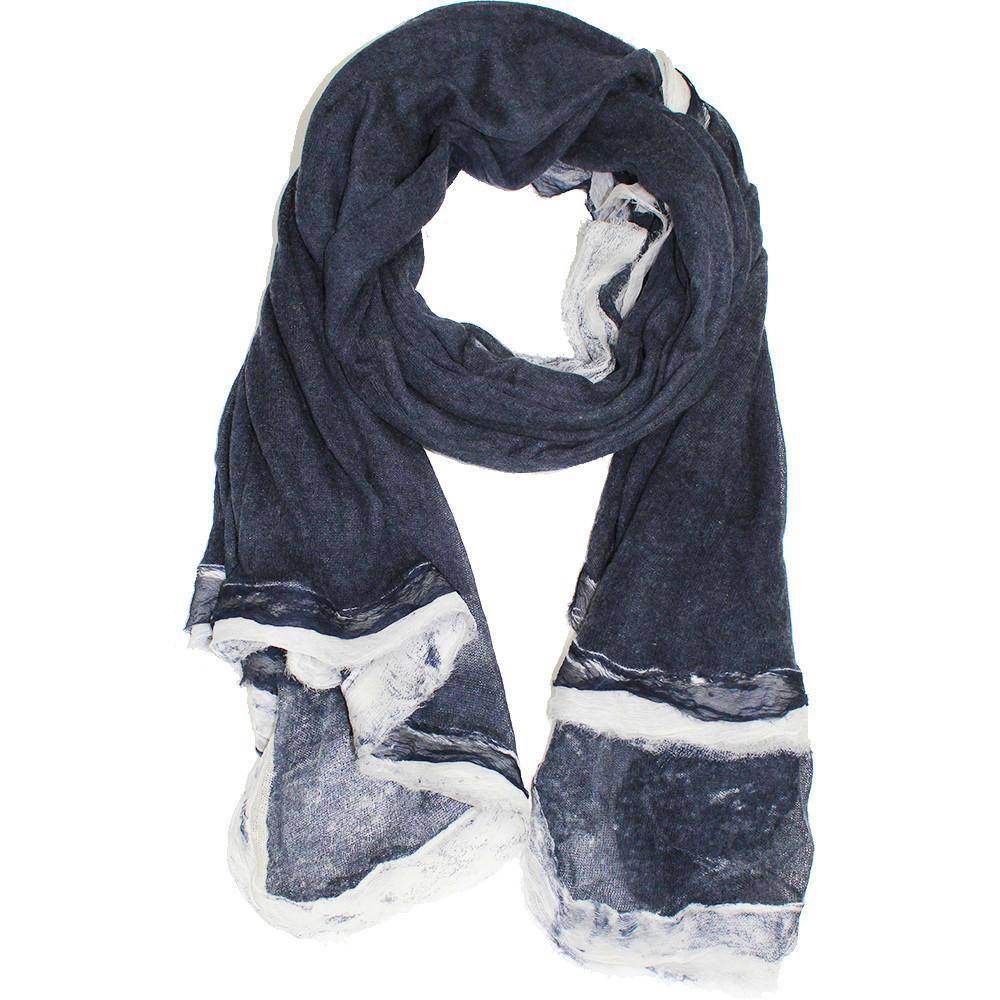La Fiorentina Knitted Oversized Cashmere Wrap Shawl with Double Trim-Hand Painted - Scarf - La Fiorentina 13S-15-midnight