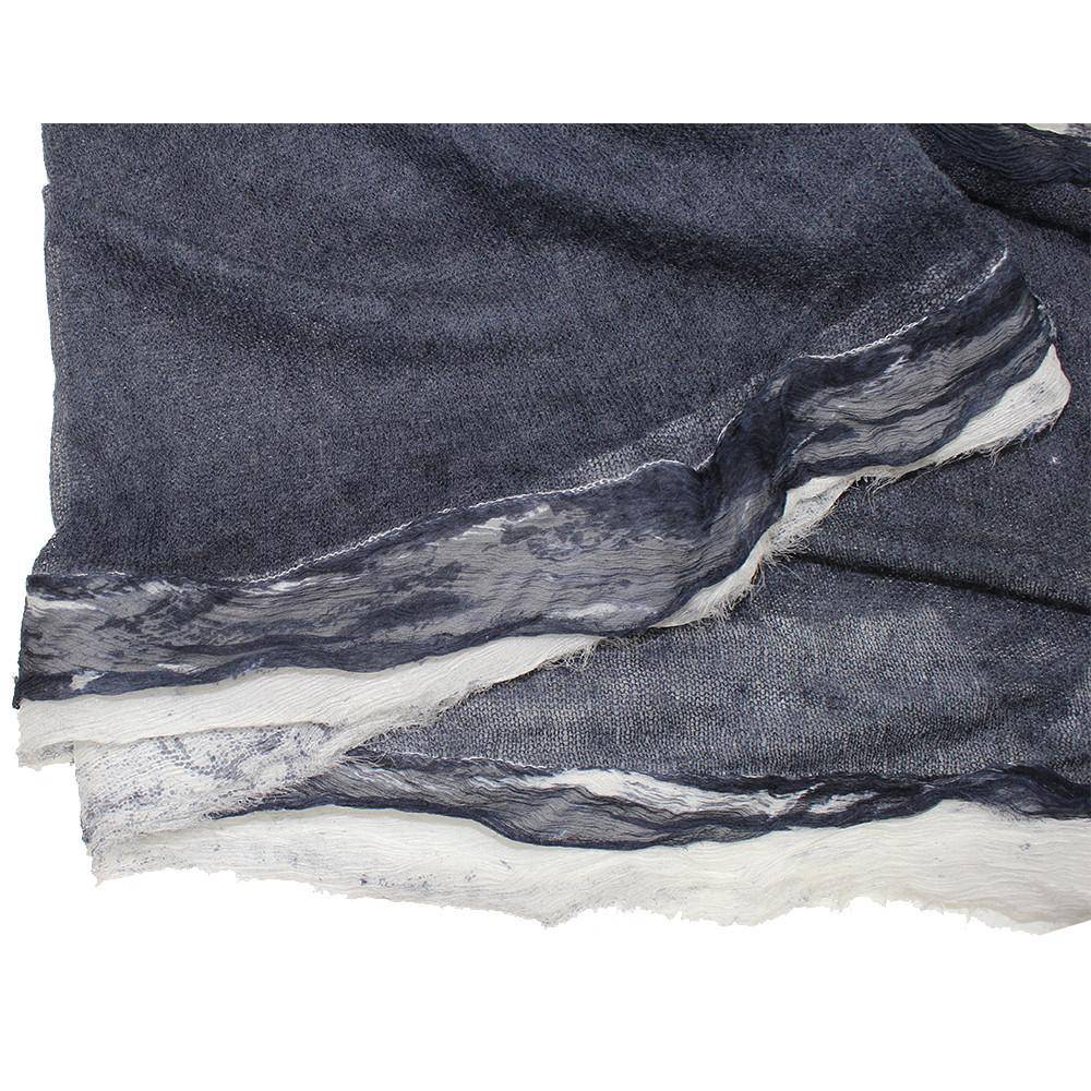 La Fiorentina Knitted Oversized Cashmere Wrap Shawl with Double Trim-Hand Painted - Scarf - La Fiorentina 13S-15-midnight