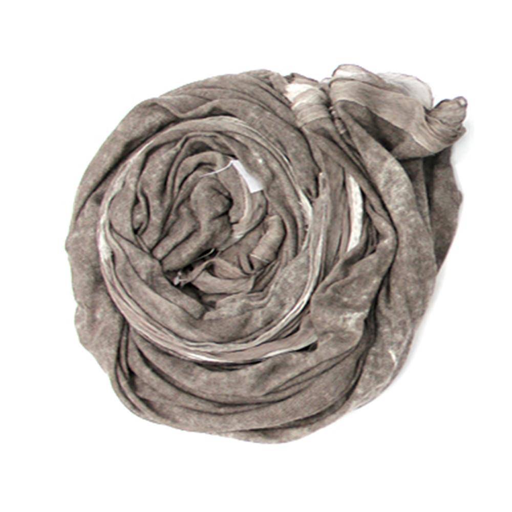 La Fiorentina Knitted Oversized Shawl with Double Trim - Cashmere/Silk Blend - Hand Painted - Taupe - Scarf - La Fiorentina 13S-15-taupe