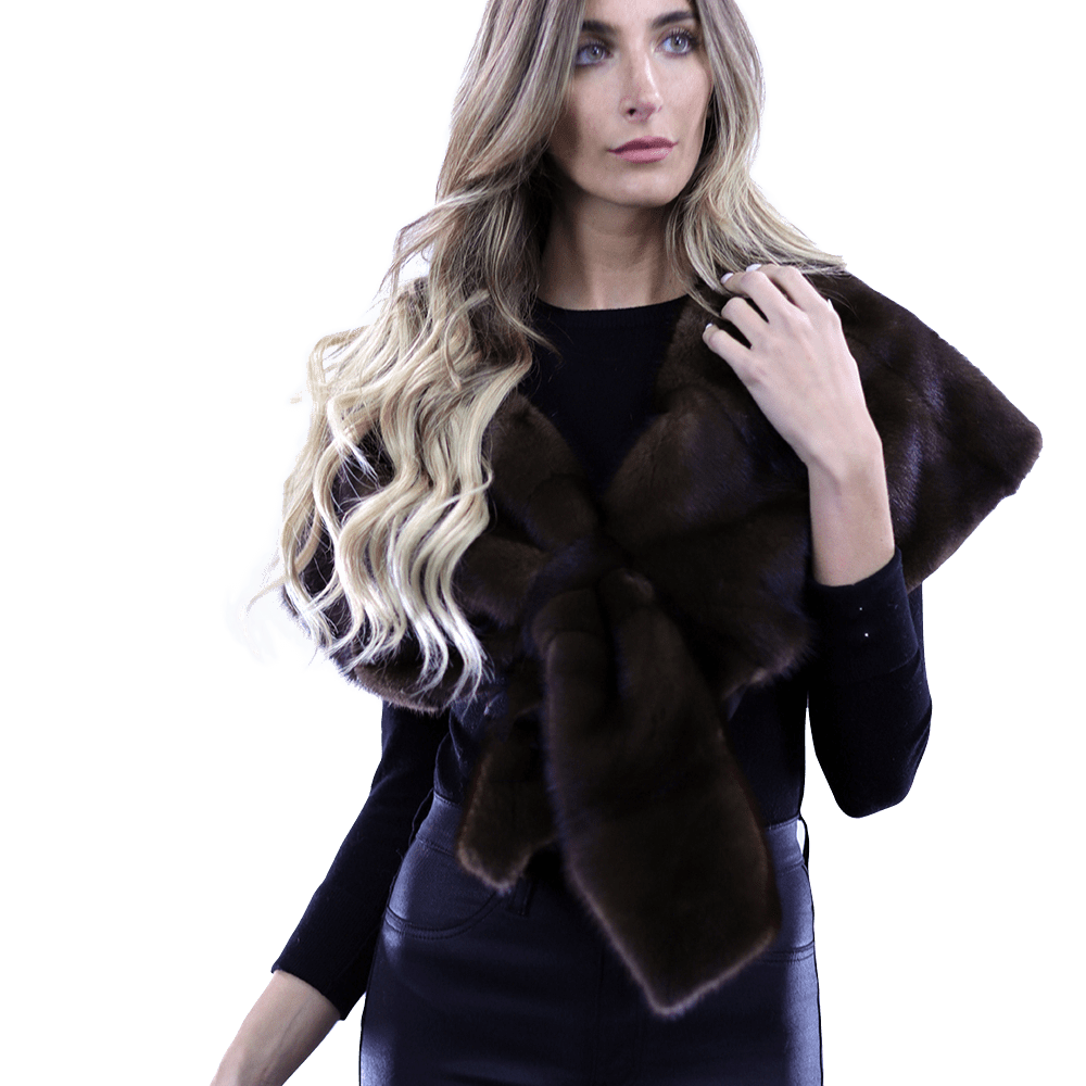 La Fiorentina Mink Pull Through Capelet - Cape - La Fiorentina TNF226_BROWN_CH