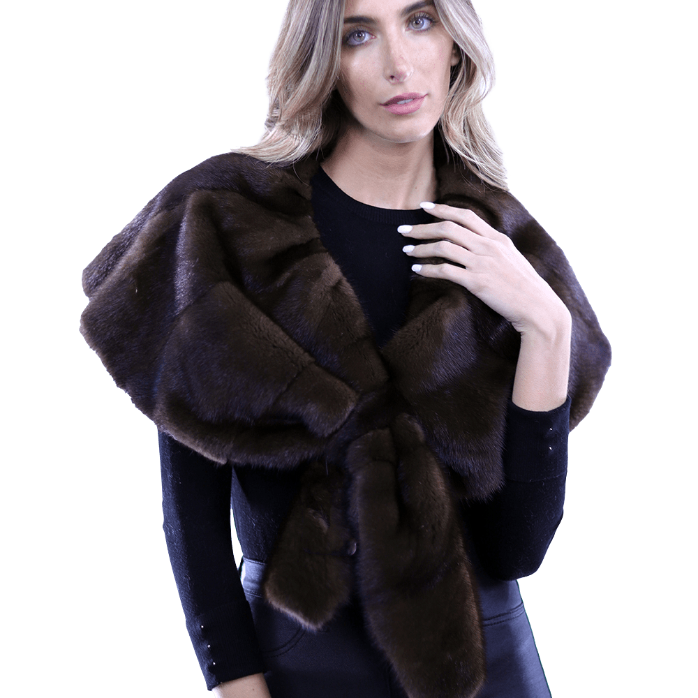 La Fiorentina Mink Pull Through Capelet - Cape - La Fiorentina TNF226_BROWN_CH