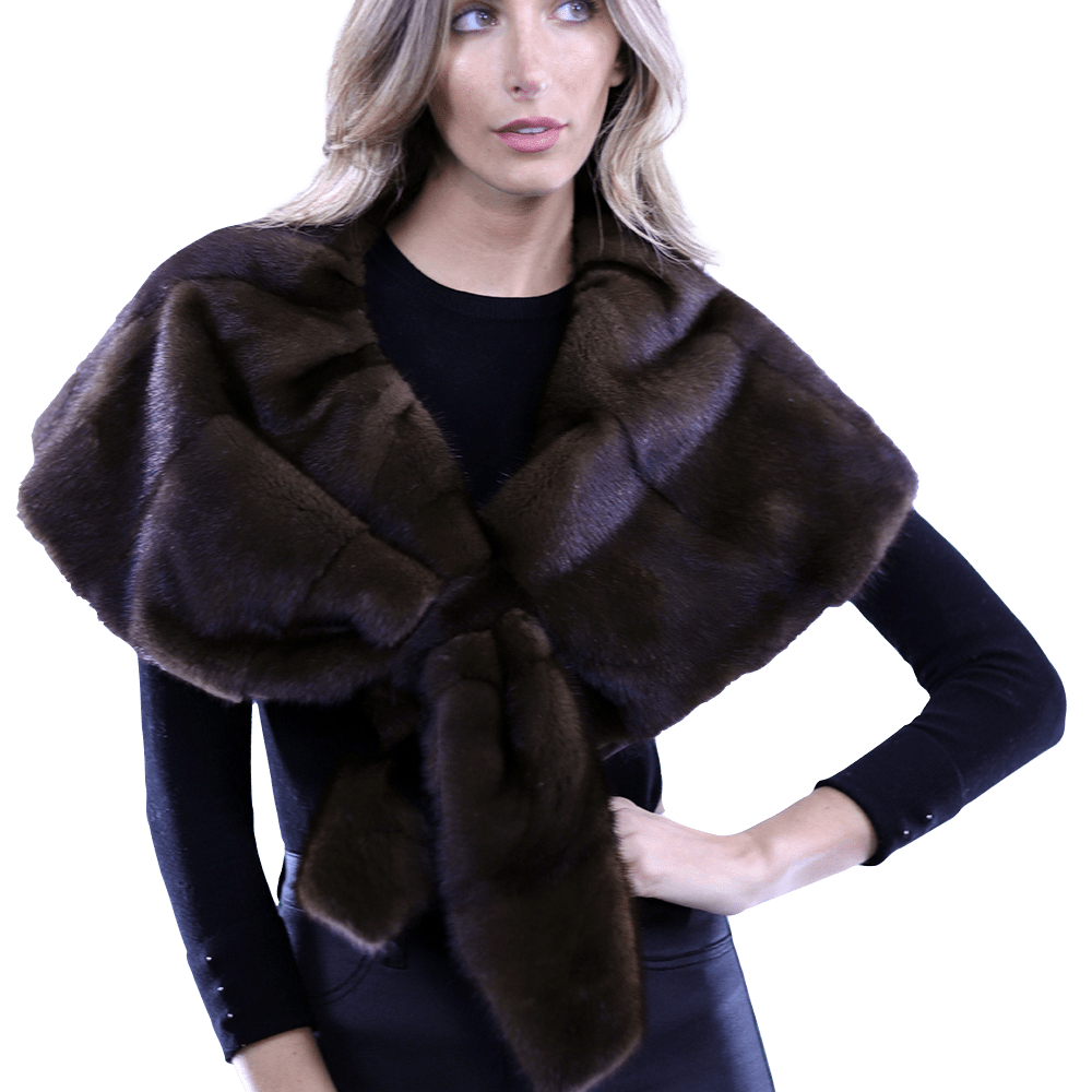 La Fiorentina Mink Pull Through Capelet - Cape - La Fiorentina TNF226_BROWN_CH