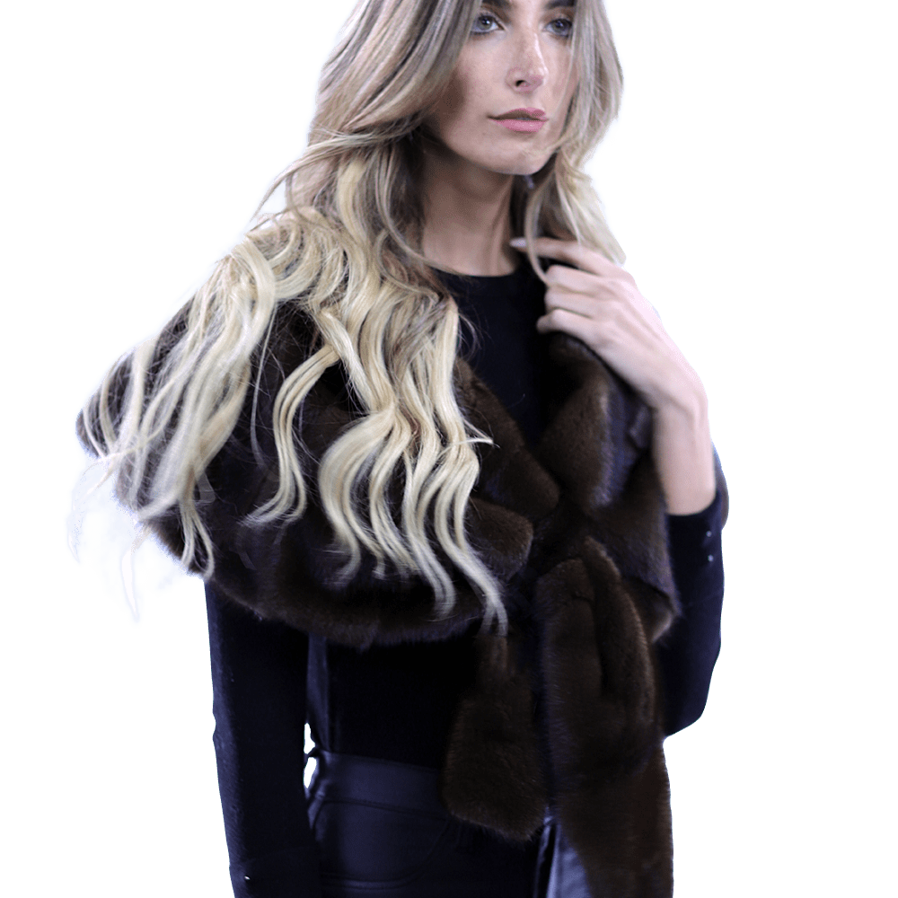 La Fiorentina Mink Pull Through Capelet - Cape - La Fiorentina TNF226_BROWN_CH