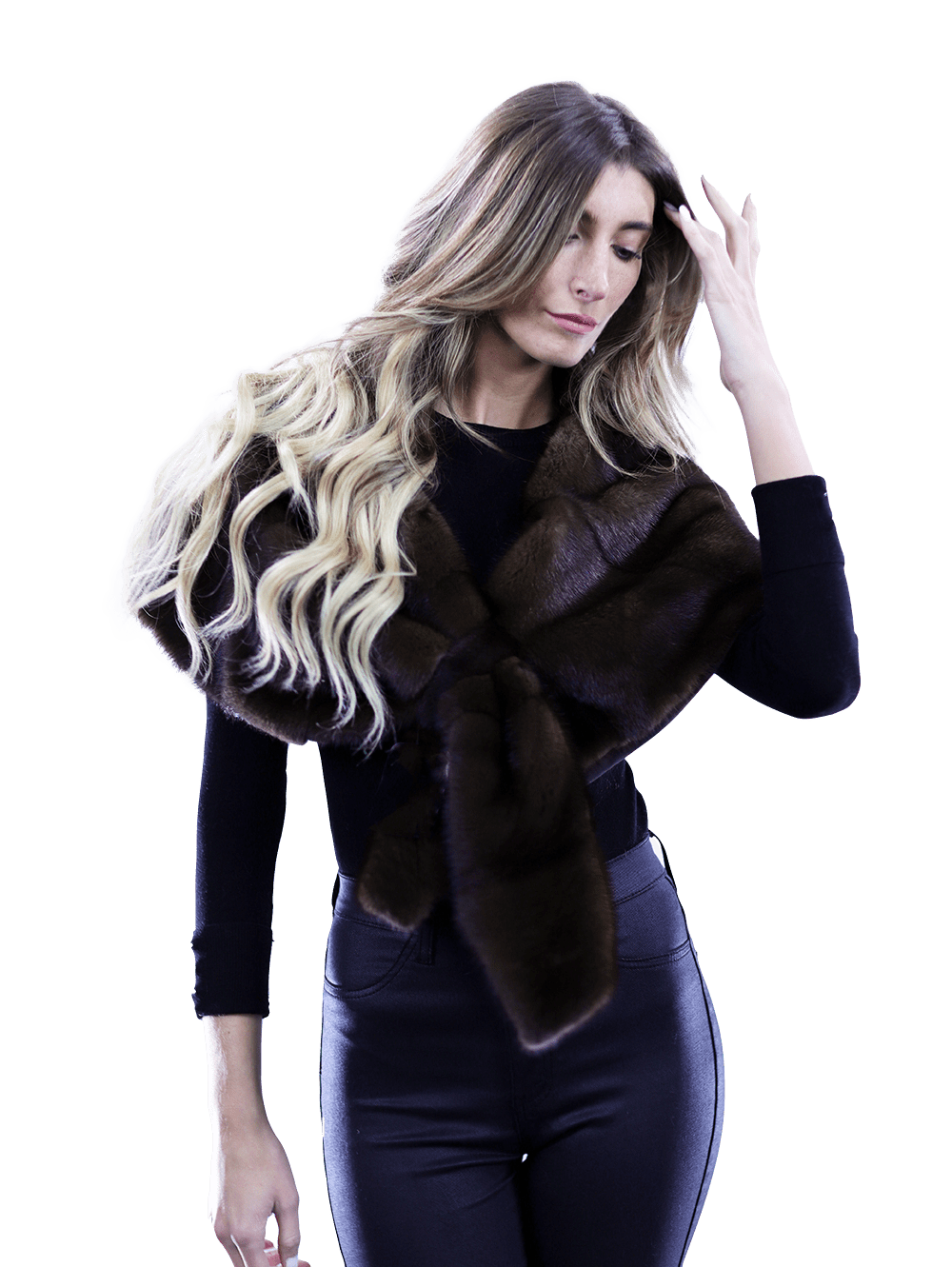 La Fiorentina Mink Pull Through Capelet - Cape - La Fiorentina TNF226_BROWN_CH