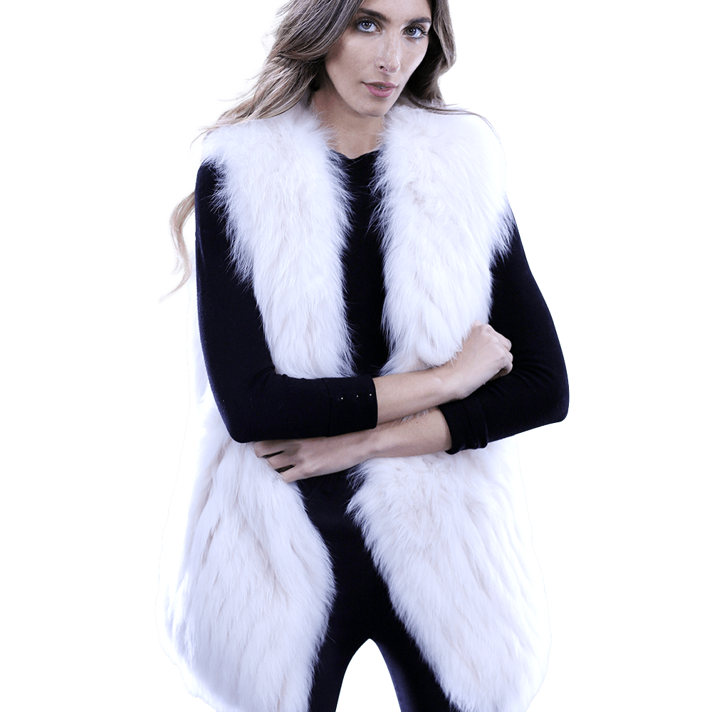 La Fiorentina - Plush Fox Fur Vest - Fur Vest - La Fiorentina 81018TB2_IVORY