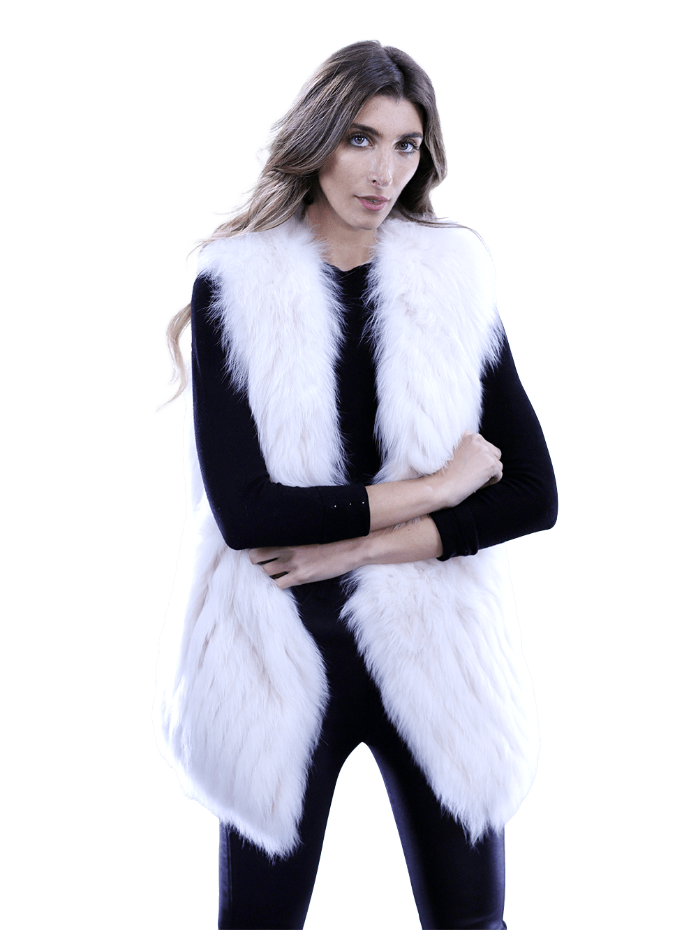 La Fiorentina - Plush Fox Fur Vest - Fur Vest - La Fiorentina 81018TB2_IVORY