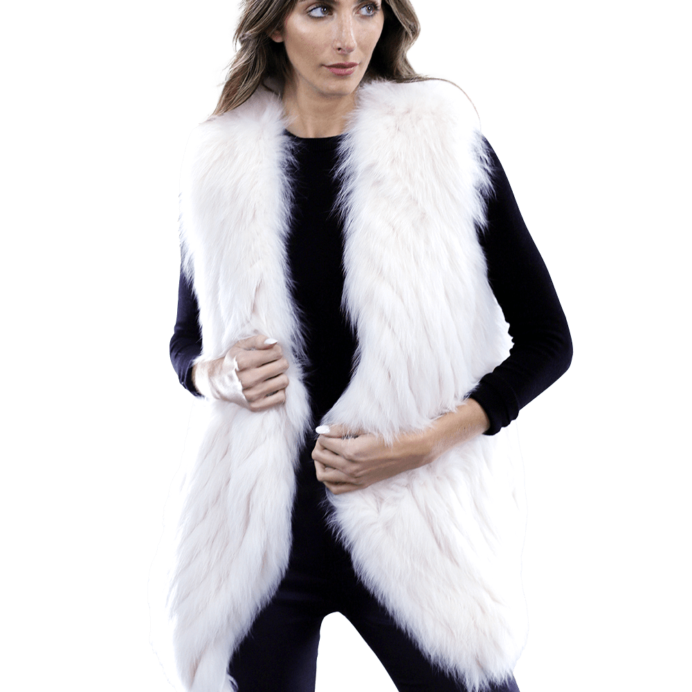 La Fiorentina - Plush Fox Fur Vest - Fur Vest - La Fiorentina 81018TB2_IVORY