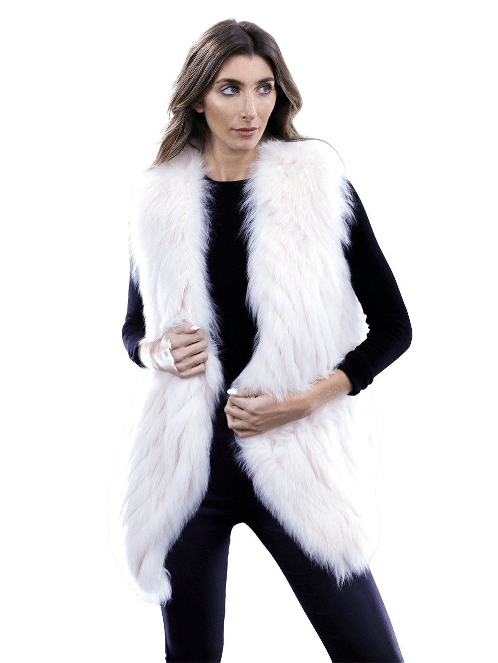 La Fiorentina - Plush Fox Fur Vest - Fur Vest - La Fiorentina 81018TB2_IVORY