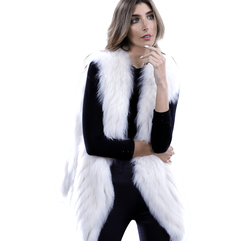 La Fiorentina - Plush Fox Fur Vest - Fur Vest - La Fiorentina 81018TB2_IVORY