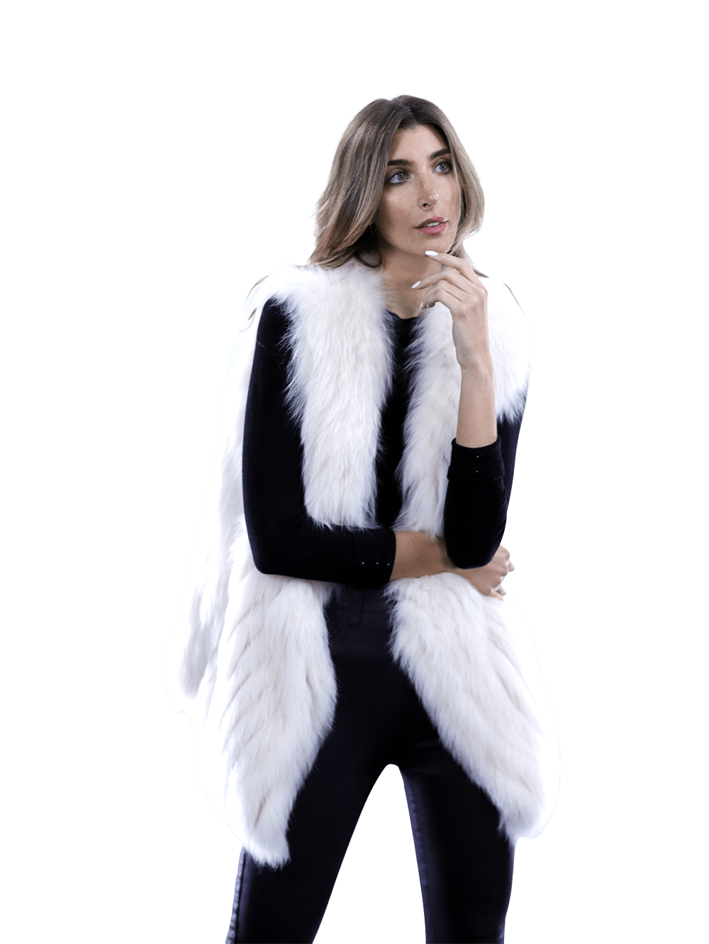 La Fiorentina - Plush Fox Fur Vest - Fur Vest - La Fiorentina 81018TB2_IVORY