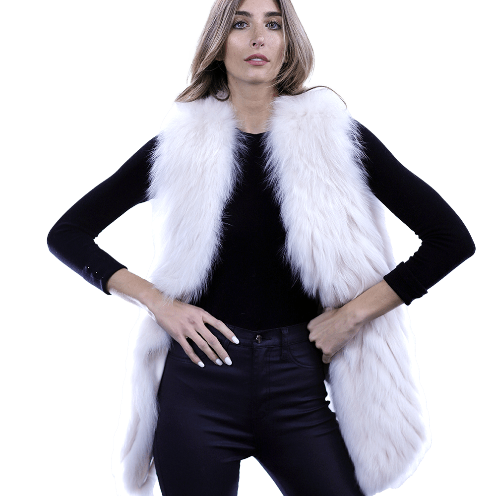 La Fiorentina - Plush Fox Fur Vest - Fur Vest - La Fiorentina 81018TB2_IVORY