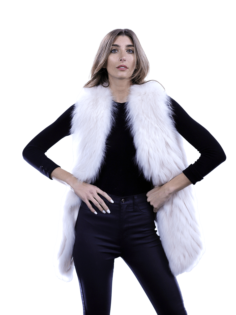 La Fiorentina - Plush Fox Fur Vest - Fur Vest - La Fiorentina 81018TB2_IVORY