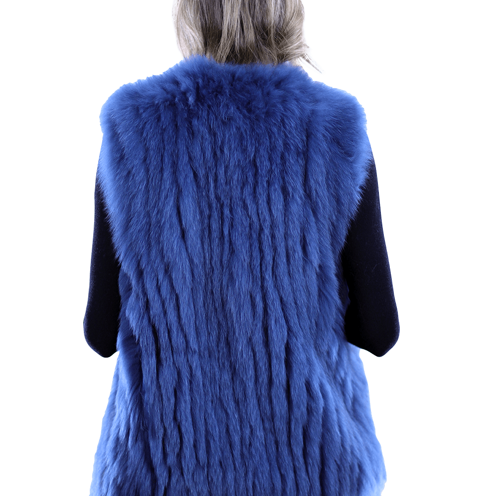 La Fiorentina - Plush Fox Fur Vest Blue - Fur Vest - La Fiorentina 81018TB2_BLUE