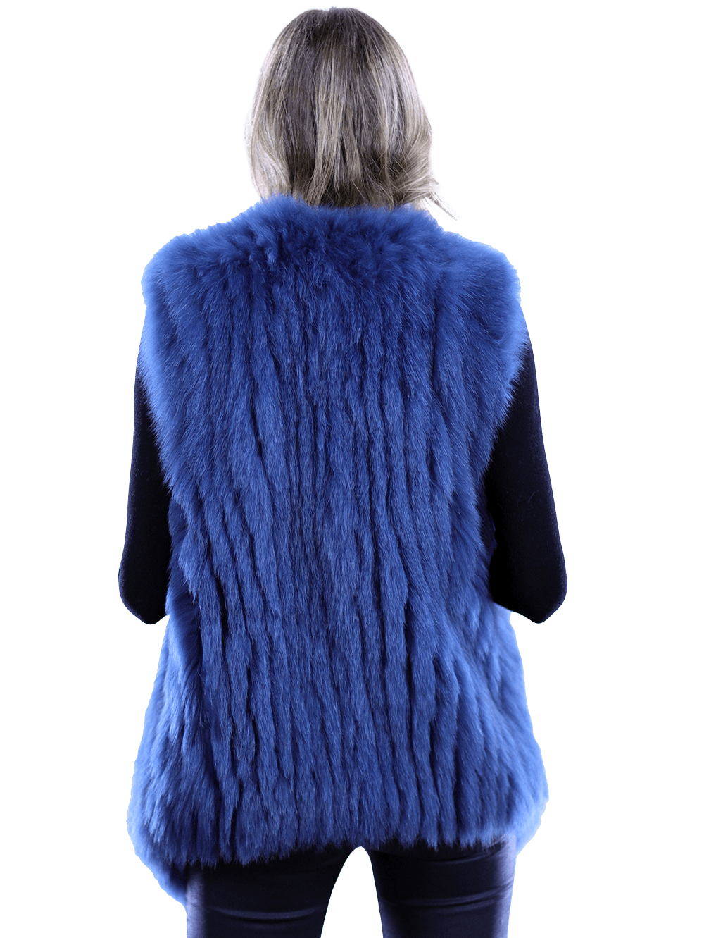 La Fiorentina - Plush Fox Fur Vest Blue - Fur Vest - La Fiorentina 81018TB2_BLUE