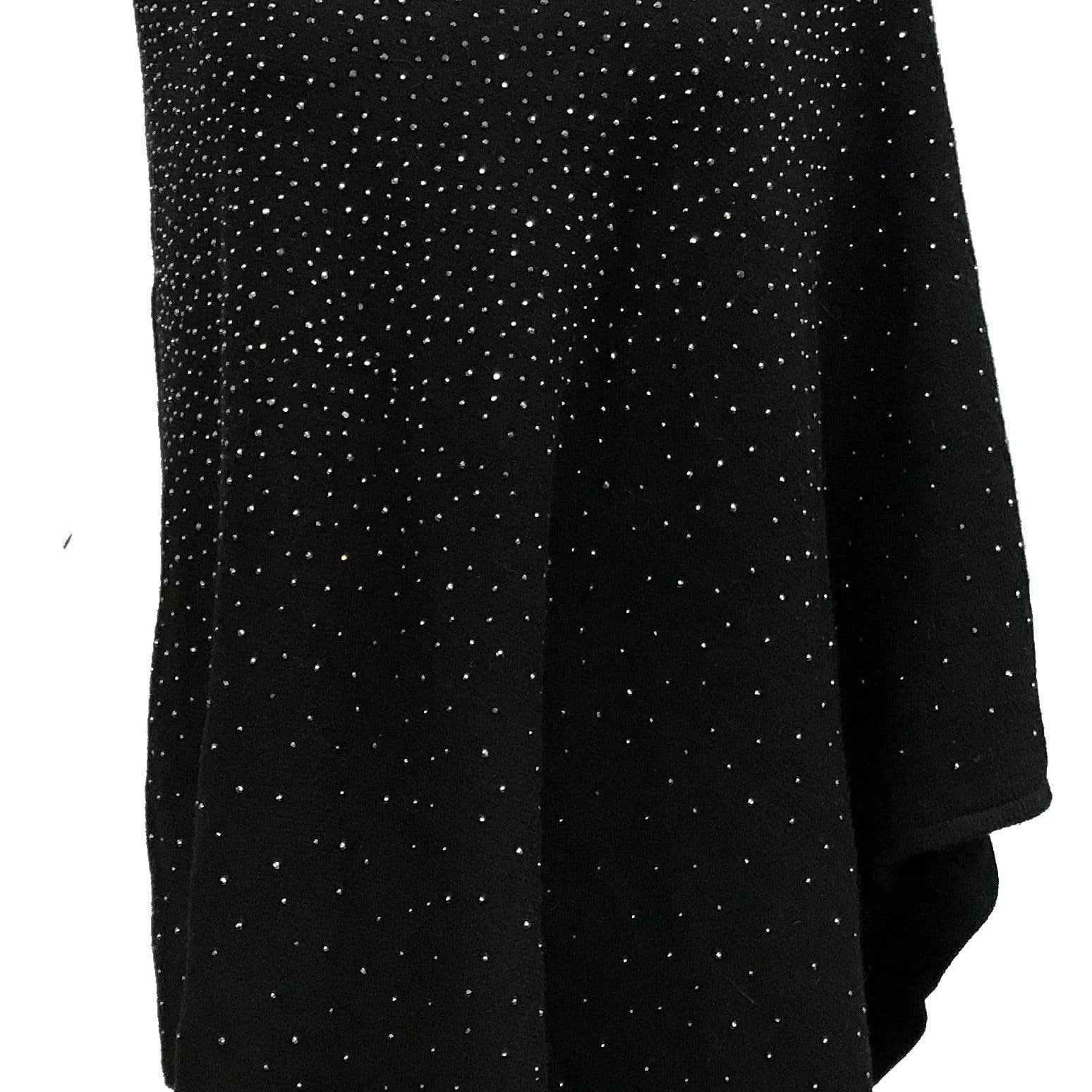 La Fiorentina Poncho with Embellishments - Poncho - La Fiorentina, Black B40-Orange