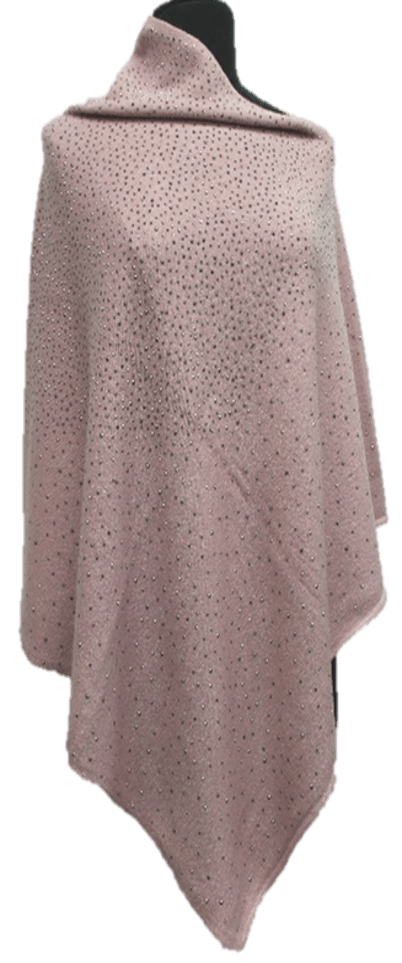 La Fiorentina Poncho with Embellishments - Poncho - La Fiorentina, Pink B40-Choco