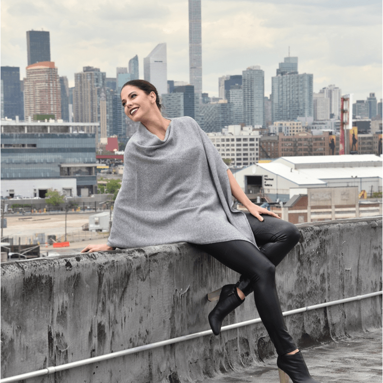 La Fiorentina Poncho with Embellishments - Poncho - La Fiorentina, Periwinkle B40-Black