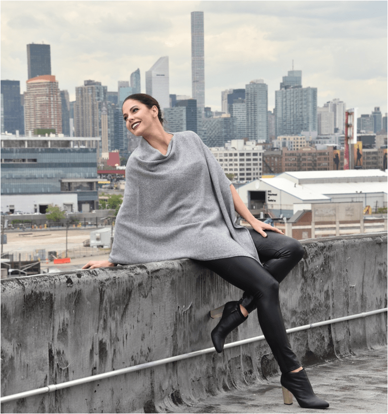 La Fiorentina Poncho with Embellishments - Poncho - La Fiorentina, Periwinkle B40-Black