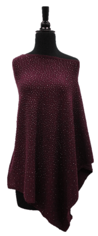 La Fiorentina Poncho with Embellishments - Poncho - La Fiorentina, Berry B40-Dorange