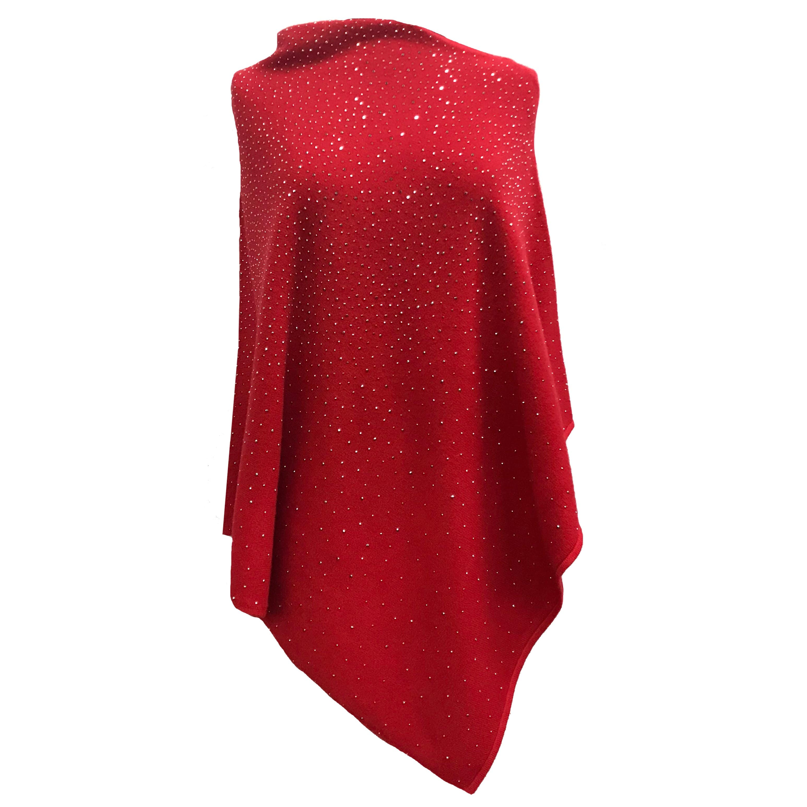 La Fiorentina Poncho with Embellishments - Poncho - La Fiorentina, Red B40-Berry