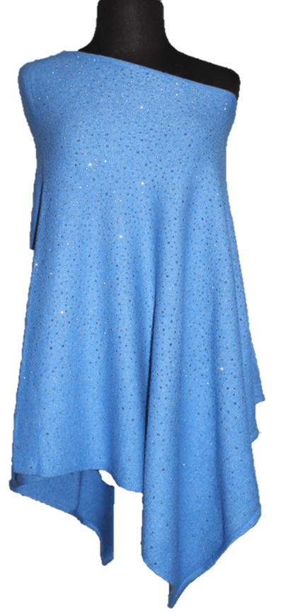 La Fiorentina Poncho with Embellishments - Poncho - La Fiorentina, Blue B40-Navy