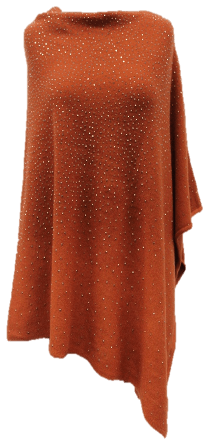 La Fiorentina Poncho with Embellishments - Poncho - La Fiorentina, Dark Orange B40-Peri