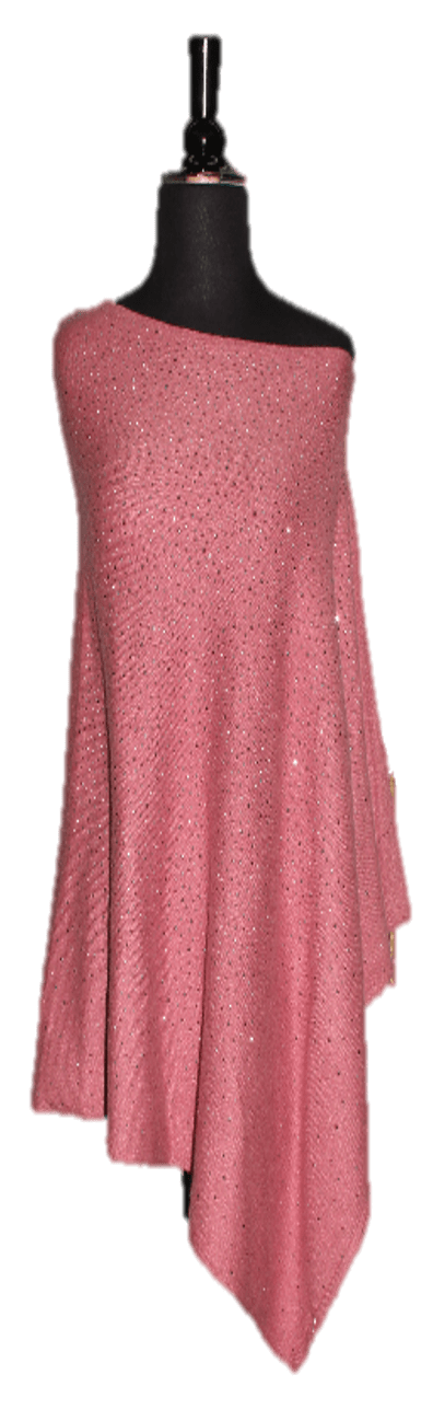 La Fiorentina Poncho with Embellishments - Poncho - La Fiorentina, Pink B40-Red