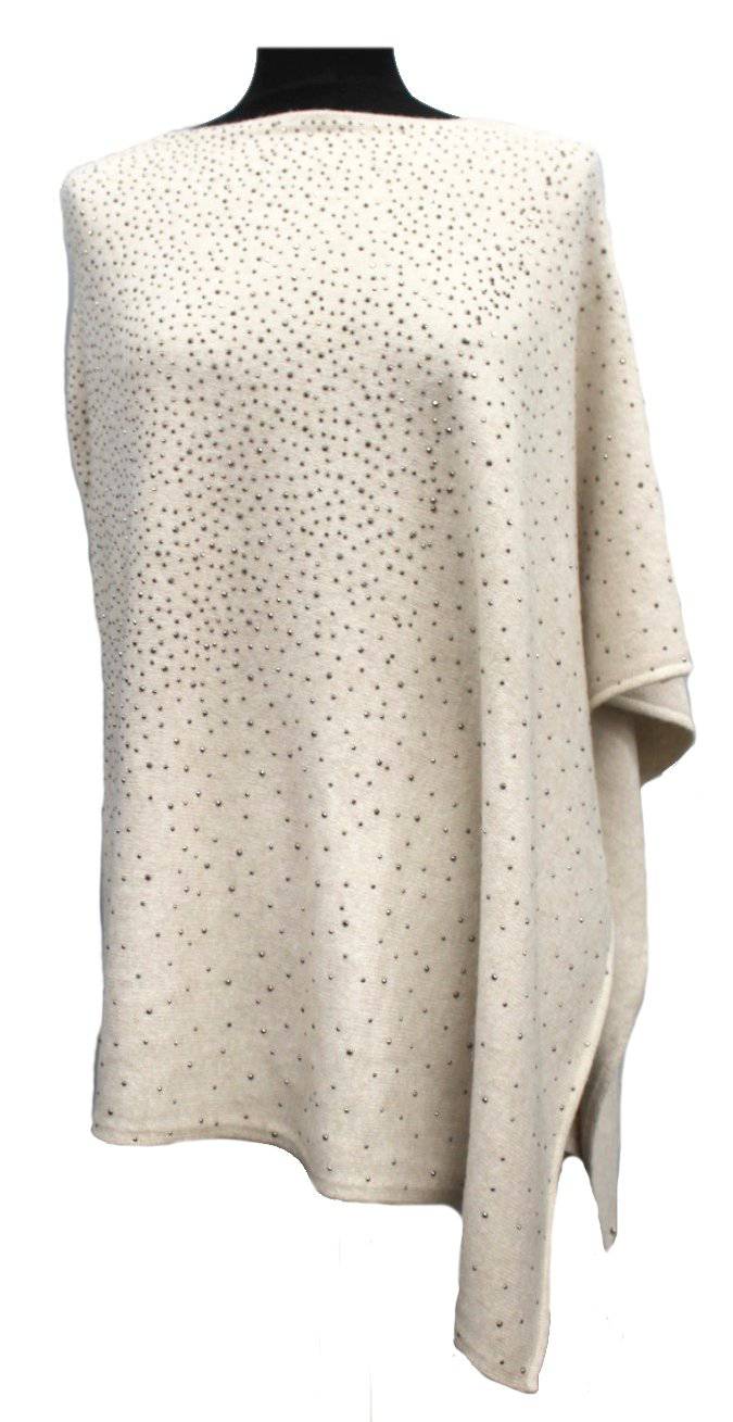 La Fiorentina Poncho with Embellishments - Poncho - La Fiorentina, Ivory