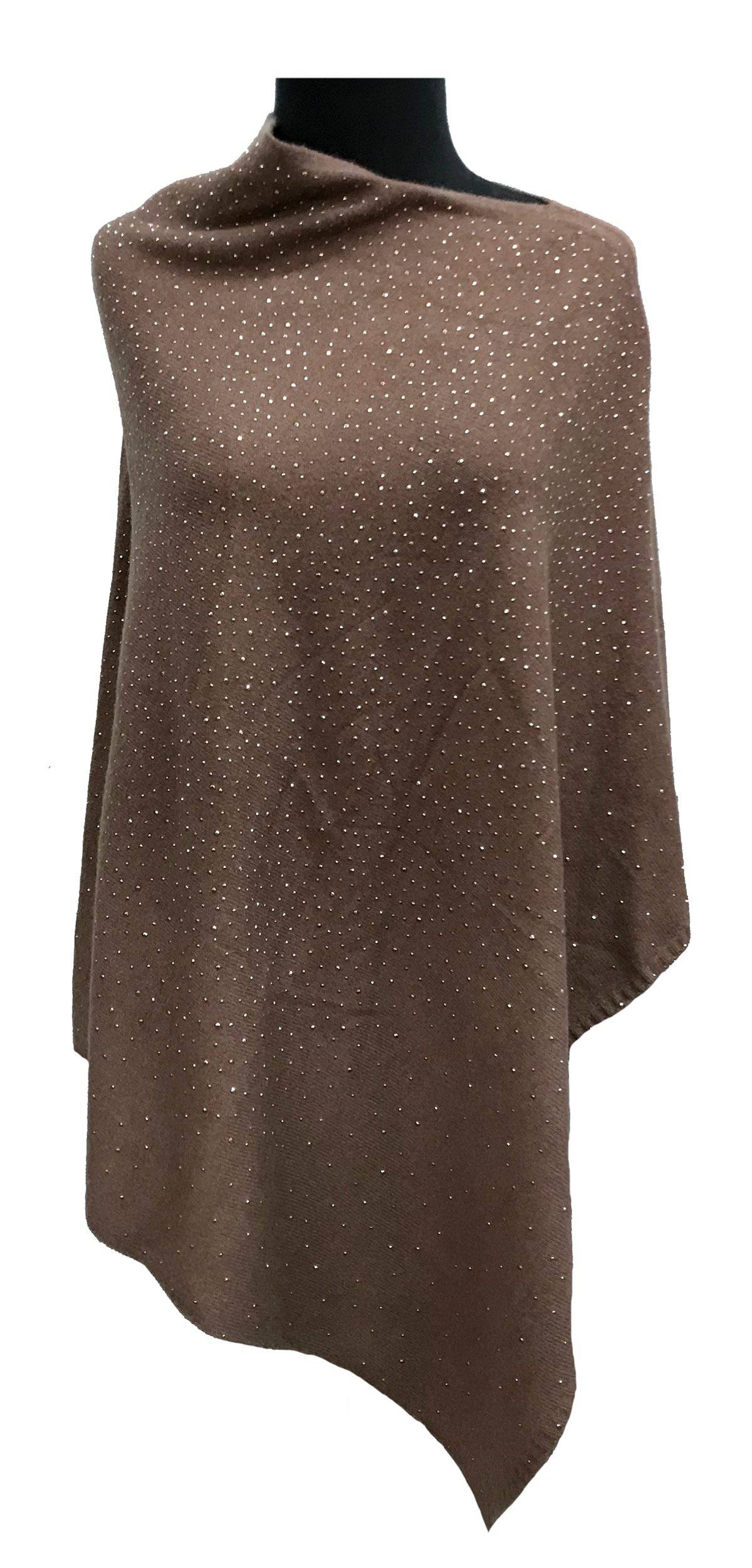 La Fiorentina Poncho with Embellishments - Poncho - La Fiorentina, Coffee B40-Wine