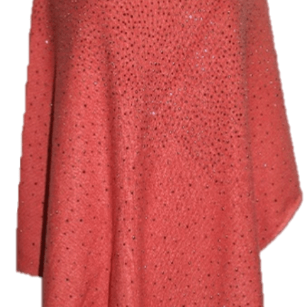 La Fiorentina Poncho with Embellishments - Poncho - La Fiorentina, Watermelon Red