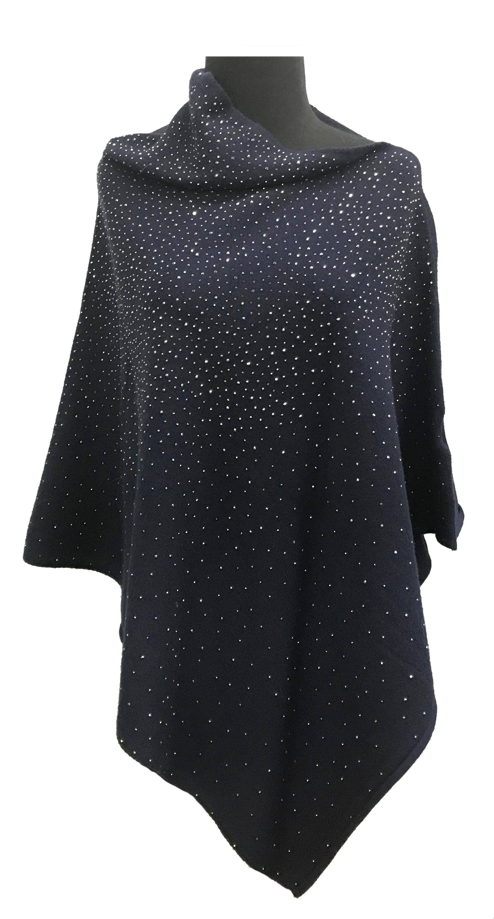 La Fiorentina Poncho with Embellishments - Poncho - La Fiorentina, Sapphire B40-Wred