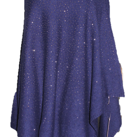 La Fiorentina Poncho with Embellishments - Poncho - La Fiorentina, Sapphire