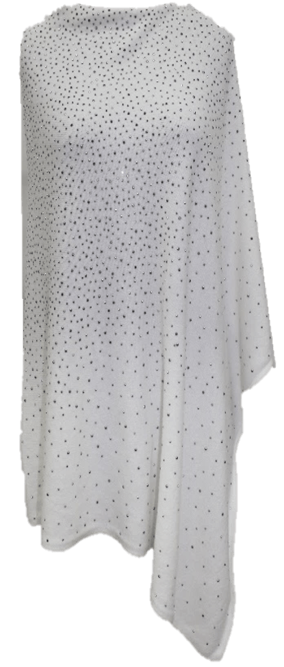 La Fiorentina Poncho with Embellishments - Poncho - La Fiorentina, Ivory