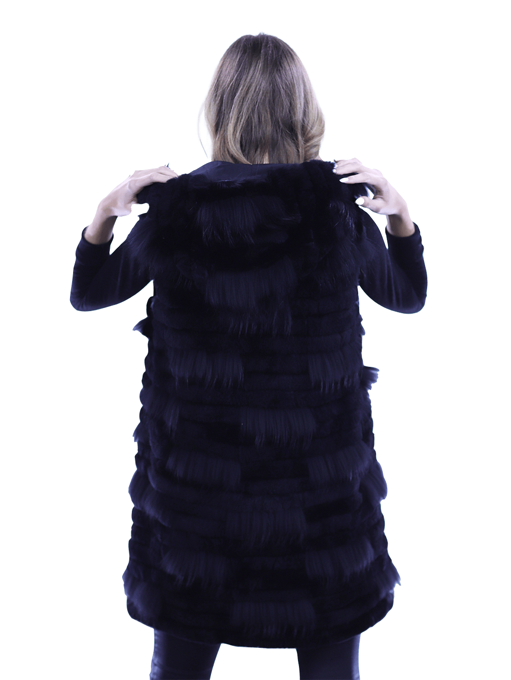 La Fiorentina Rabbit/Raccoon Vest - Black - Fur Vest - La Fiorentina 18506_BLACK