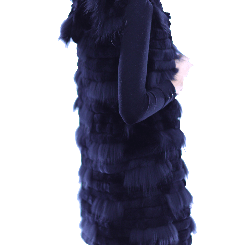 La Fiorentina Rabbit/Raccoon Vest - Black - Fur Vest - La Fiorentina 18506_BLACK