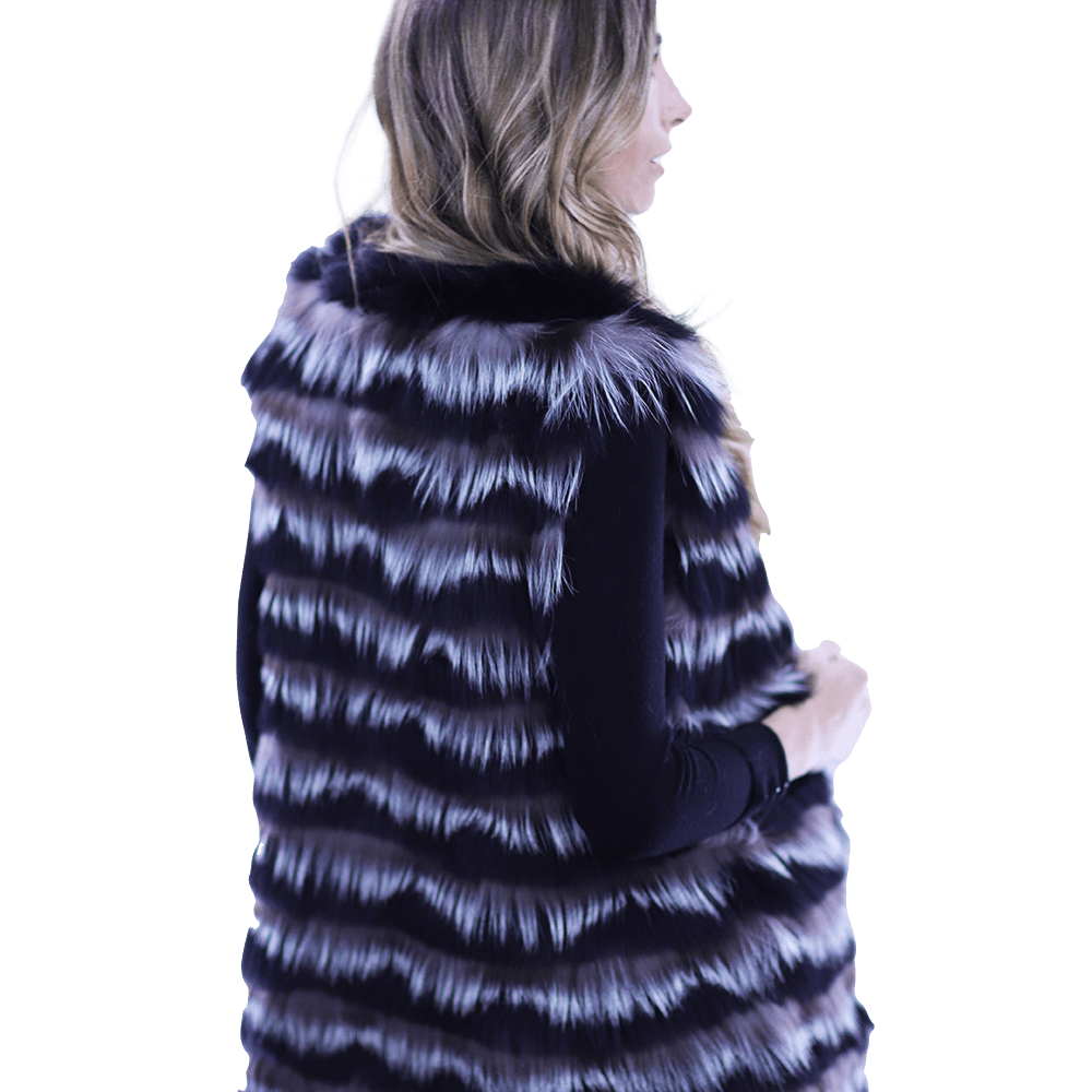 La Fiorentina Silver Fox Vest - Fur Vest - La Fiorentina MPPG-CH_BLACKSILVER