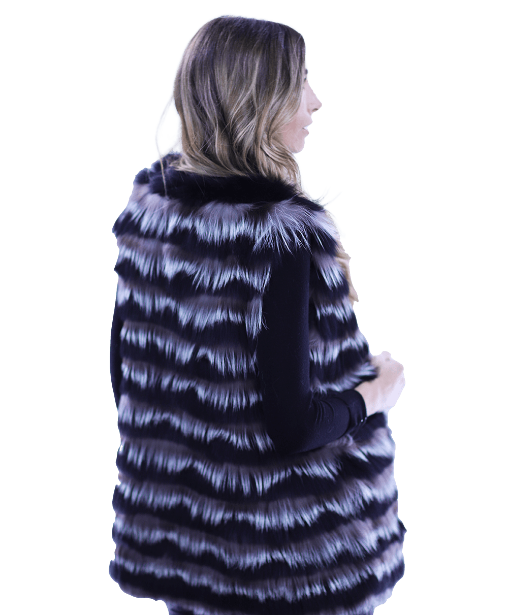 La Fiorentina Silver Fox Vest - Fur Vest - La Fiorentina MPPG-CH_BLACKSILVER
