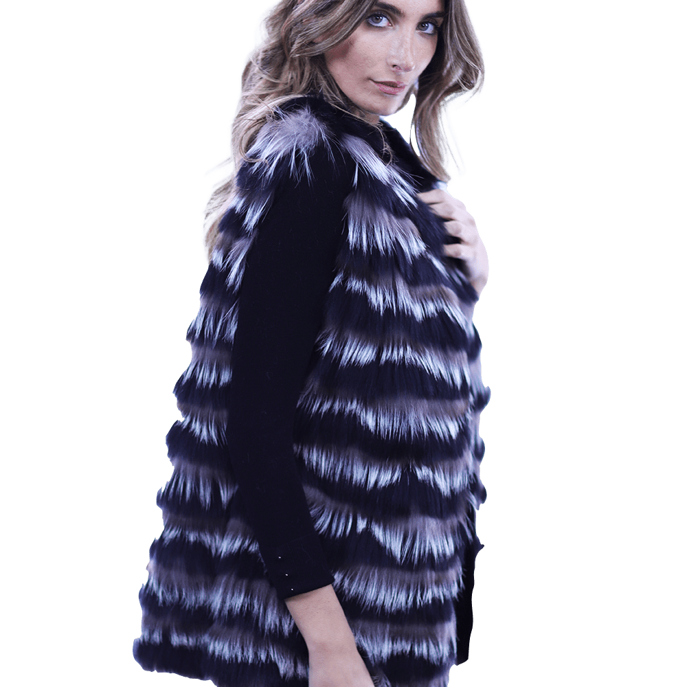 La Fiorentina Silver Fox Vest - Fur Vest - La Fiorentina MPPG-CH_BLACKSILVER