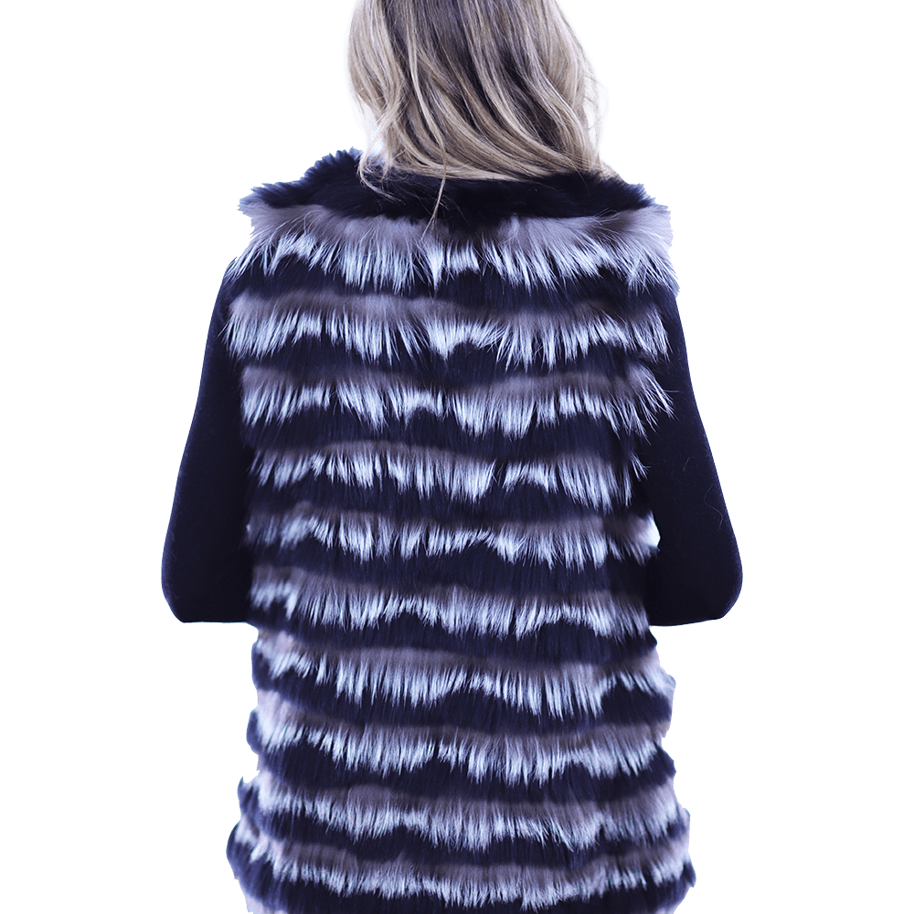 La Fiorentina Silver Fox Vest - Fur Vest - La Fiorentina MPPG-CH_BLACKSILVER